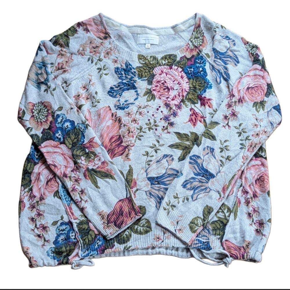 Angel Of The North Anthro Cashmere Wool Blend Embroiderd Floral Sweater Size L